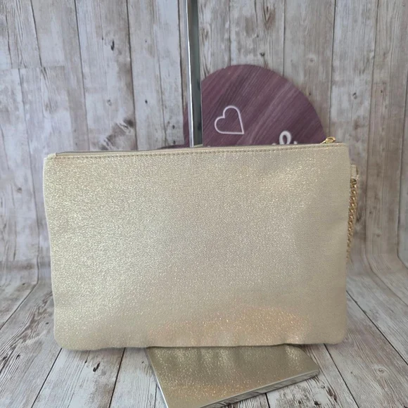 Coach Gold Glitter Evening Wristlet Pouch Clutch Bag